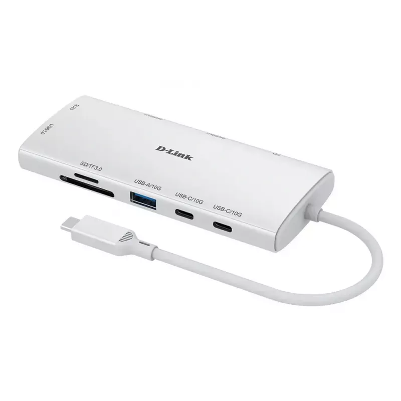 D-Link 10-in-1 USB-C Hub DUP-A01 – USB 3.2 Gen 1 Type-C, Gigabit Ethernet, SD/MicroSD, HDMI iki 3840x2160@60Hz