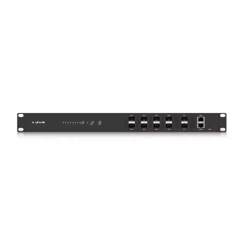 OLT valdiklis UBIQUITI UF-OLT 1U valdomas optinis linijos terminalas, 8 SFP lizdai, 2 SFP+ 10G, 512MB DDR3, 880MHz CPU, stelažas 1U, juodas