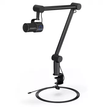 Stalinis mikrofonas ENDORFY Solum Studio – USB, 24 bitų / 96 kHz, 20–20000 Hz, reguliuojamas laikiklis, lietimui jautrūs valdikliai, ausinių išvestis, juodas
