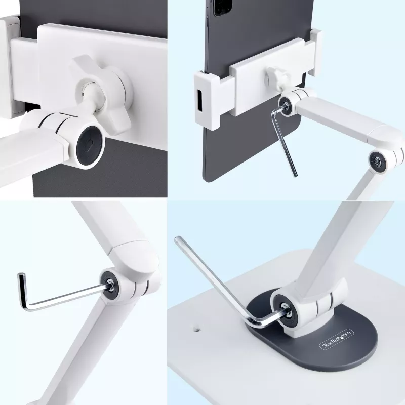StarTech.com Reguliuojamas planšetinio kompiuterio stovas ant stalo / sieninis – laikomoji galia 1 kg – ergonomiškas, sukamasis, universalus planšetės laikiklis