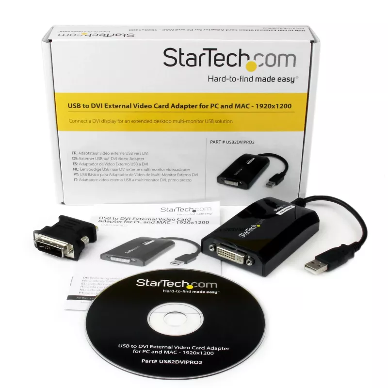 StarTech.com USB į DVI adapteris - 1920x1200, USB 2.0, USB Type-A, DVI išvestis