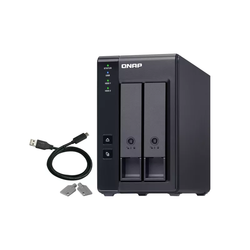 QNAP 2 Bay USB Type-C Direct Attached Storage with Hardware RAID | TR-002 | Micro | 6 GB | Black