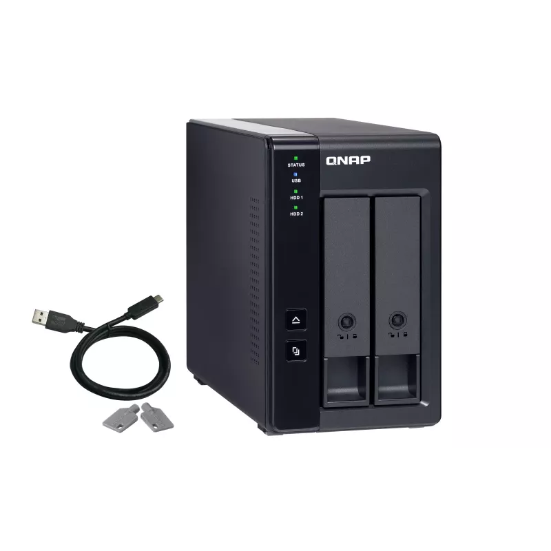 QNAP 2 Bay USB Type-C Direct Attached Storage with Hardware RAID | TR-002 | Micro | 6 GB | Black