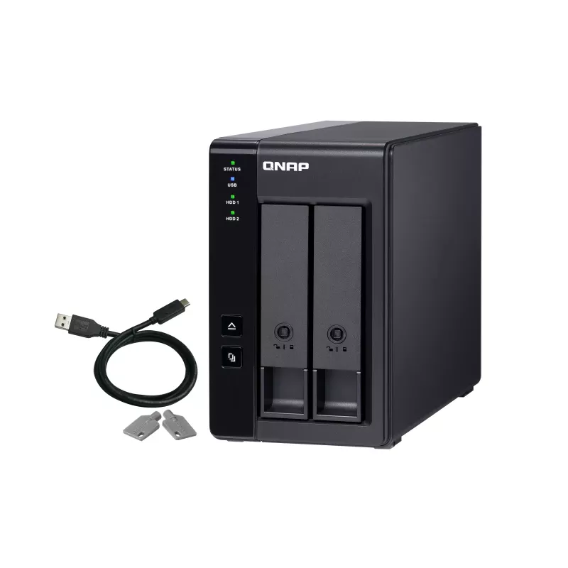 QNAP 2 Bay USB Type-C Direct Attached Storage with Hardware RAID | TR-002 | Micro | 6 GB | Black