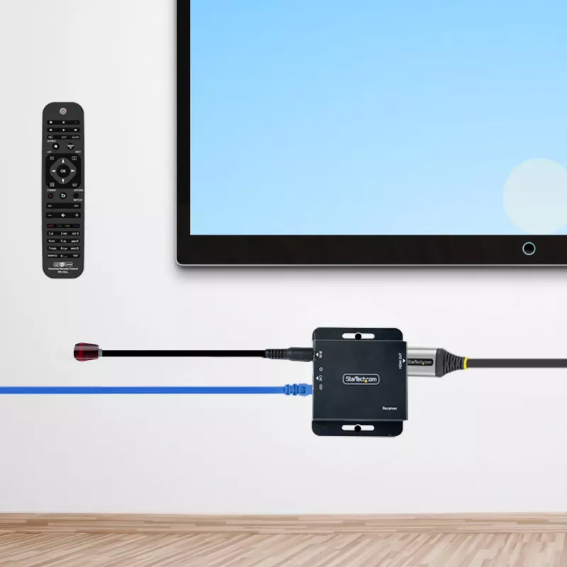 „StarTech.com“ 4K HDMI prailgintuvas per CAT6/CAT5 eterneto kabelį, 4K 30Hz arba 1080p 60Hz vaizdo prailgintuvas, HDMI per eterneto kabelį, HDMI siųstuvas ir imtuvas su IR nuotolinio valdymo pultu