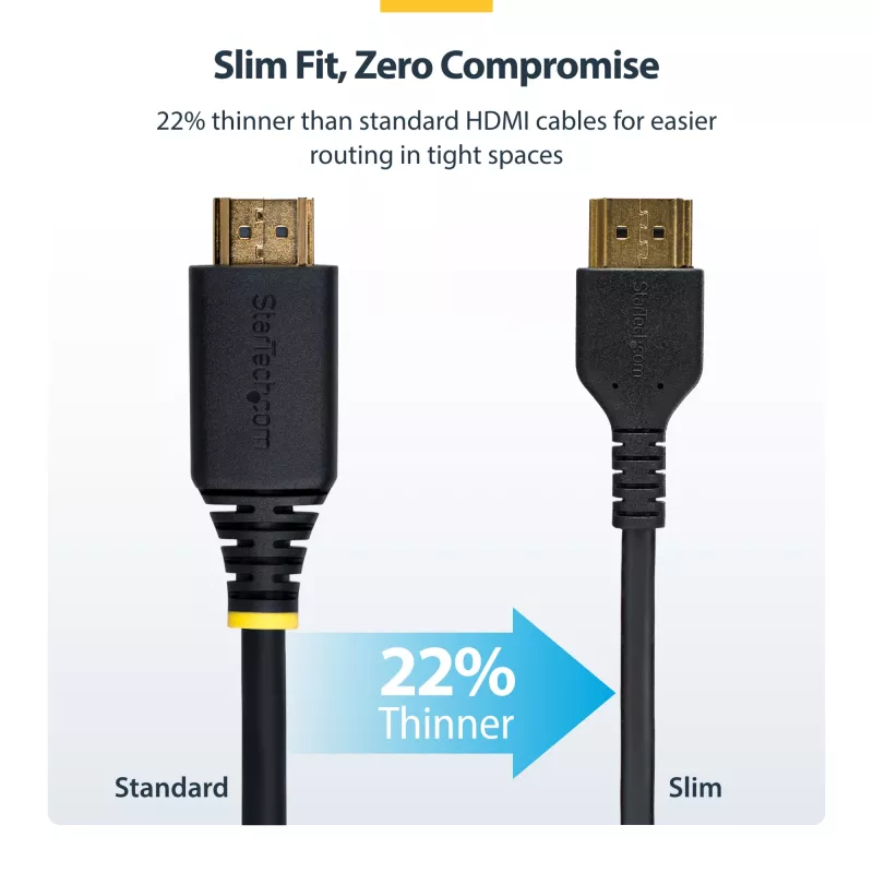 StarTech.com 1,5 m plonas HDMI 2.0 laidas su eternetu, lankstus sertifikuotas, UHD 4K 60Hz HDR10, tvirtas aramido pluoštas, TPE apvalkalas