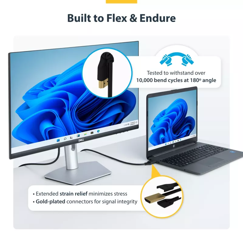 StarTech.com 1,5 m plonas HDMI 2.0 laidas su eternetu, lankstus sertifikuotas, UHD 4K 60Hz HDR10, tvirtas aramido pluoštas, TPE apvalkalas