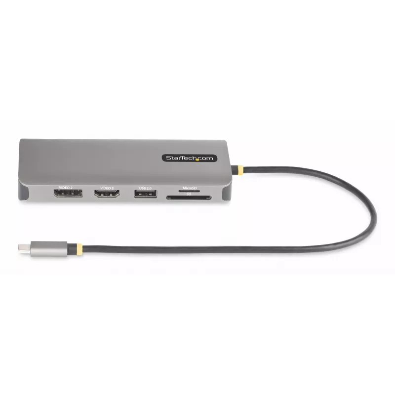 StarTech.com USB-C kelių monitorių adapteris, du 4K 60Hz + 4K 30Hz HDMI ir DisplayPort, 4 prievadų USB šakotuvas, 100W PD, GbE, SD/MicroSD skaitytuvai