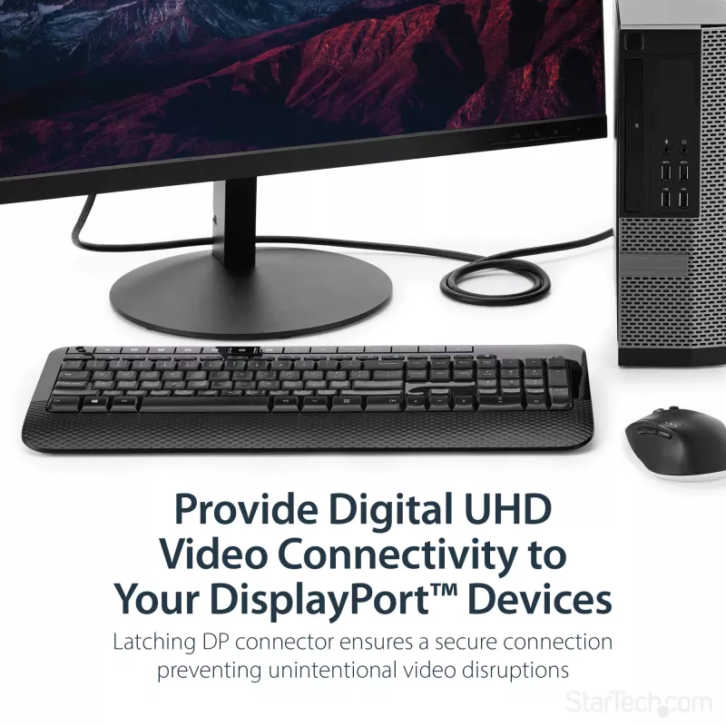 StarTech.com 6ft (2m) DisplayPort 1.2 laidas - 4K x 2K Ultra HD VESA sertifikuotas DP laidas monitoriui su fiksavimo jungtimis