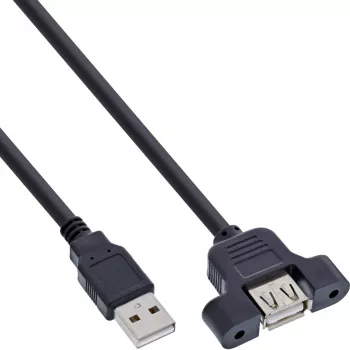 InLine USB 2.0 adapterinis kabelis Type A kištukas / A lizdas laikiklio juostelei, 0,6 m