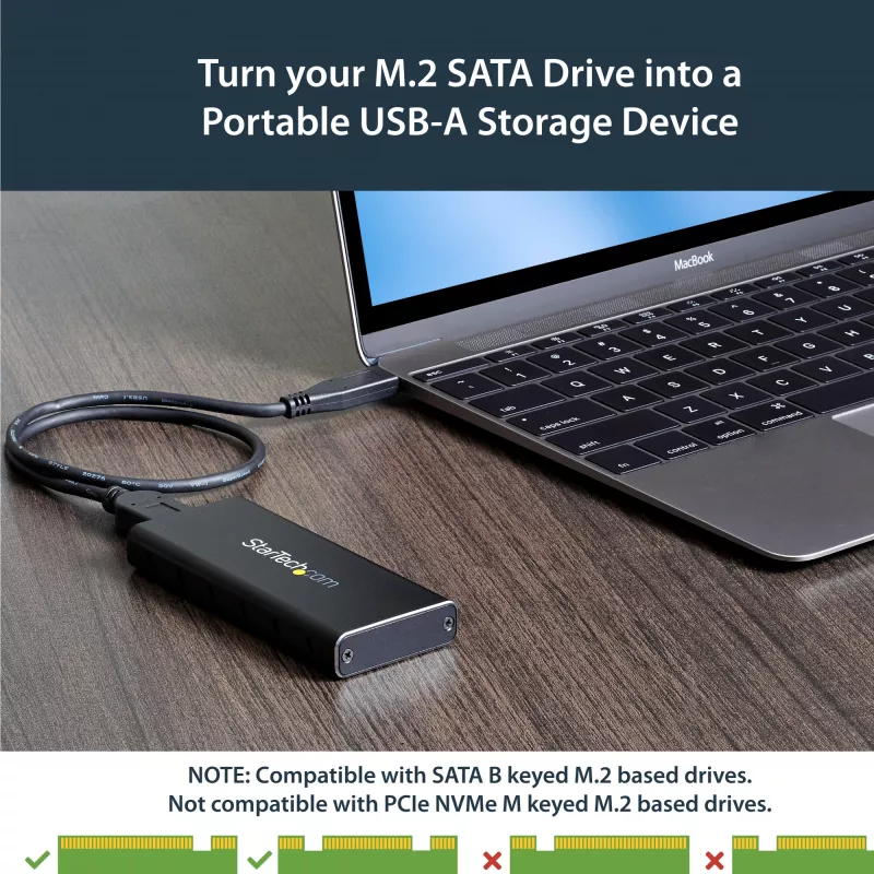 StarTech.com M.2 SSD dėklas M.2 SATA diskams – USB 3.1 (10Gbps) su USB-C laidu