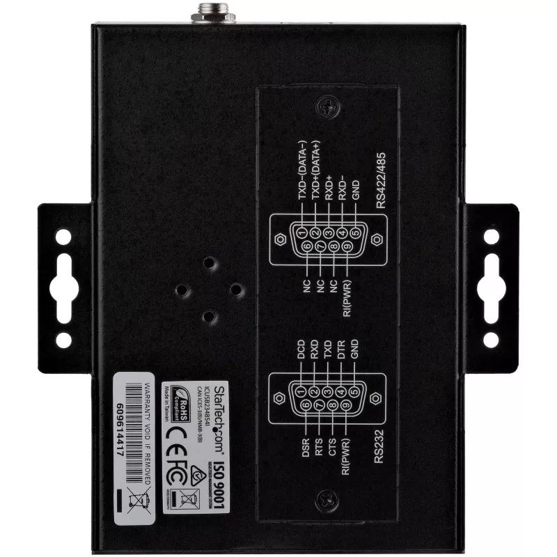 StarTech.com 4 prievadų nuoseklusis USB į RS232/RS485/RS422 adapteris – pramoninis USB 2.0 į DB9 keitiklis, IP30, montuojamas ant DIN bėgio, metalinis, 15kV ESD apsauga