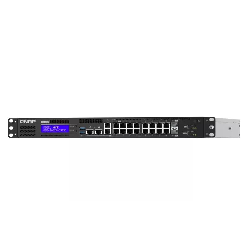 QNAP QGD-1602P valdomas L2 PoE jungiklis 2,5GbE/10GbE, 1U, juodai pilkas