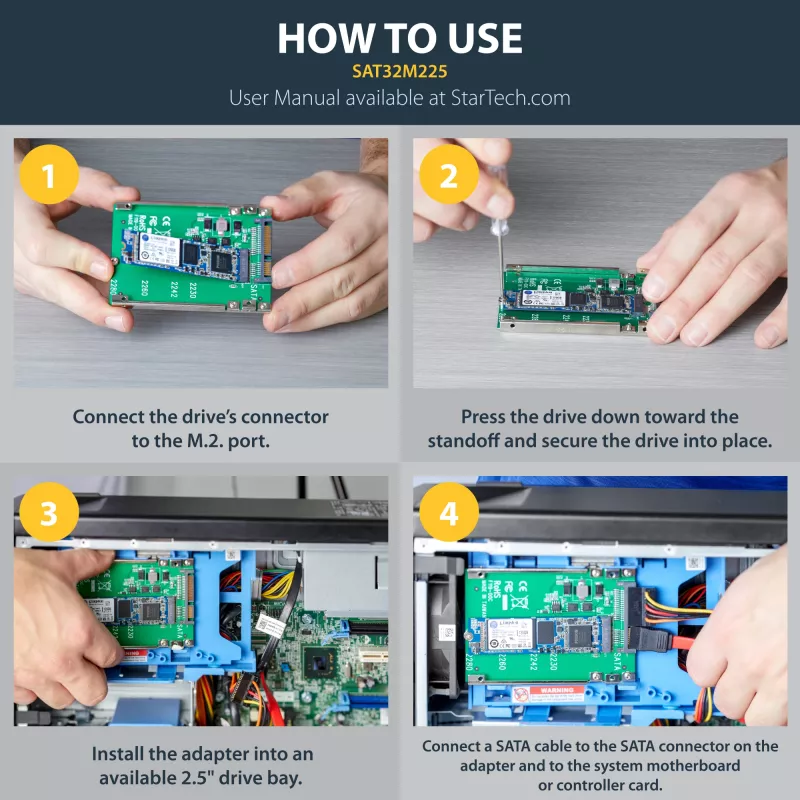 StarTech.com M.2 SATA SSD į 2,5 colio SATA adapteris - M.2 NGFF į SATA keitiklis - 7 mm - atviro rėmo laikiklis - M2 kietojo disko adapteris