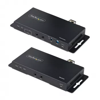 „StarTech.com“ HDMI per šviesolaidį plėtiklio rinkinys, 4K 60Hz iki 3300 pėdų/1 km (vienmodis) arba 1000 pėdų/300 m (daugiamodis) LC šviesolaidis, HDR, HDCP, 3,5 mm garso/RS232/IR plėtiklis, siųstuvas ir imtuvas