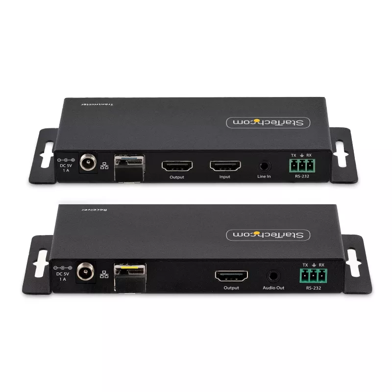 „StarTech.com“ HDMI per šviesolaidį plėtiklio rinkinys, 4K 60Hz iki 3300 pėdų/1 km (vienmodis) arba 1000 pėdų/300 m (daugiamodis) LC šviesolaidis, HDR, HDCP, 3,5 mm garso/RS232/IR plėtiklis, siųstuvas ir imtuvas