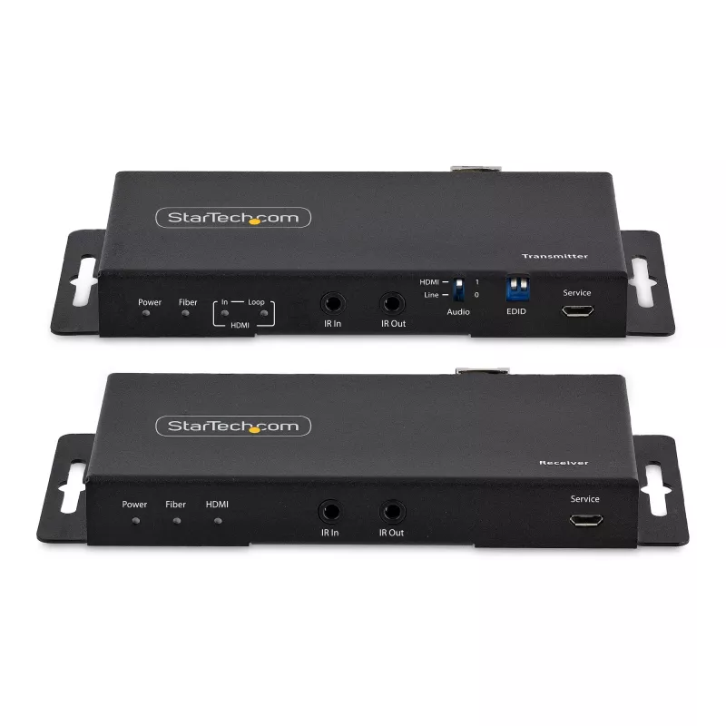 „StarTech.com“ HDMI per šviesolaidį plėtiklio rinkinys, 4K 60Hz iki 3300 pėdų/1 km (vienmodis) arba 1000 pėdų/300 m (daugiamodis) LC šviesolaidis, HDR, HDCP, 3,5 mm garso/RS232/IR plėtiklis, siųstuvas ir imtuvas