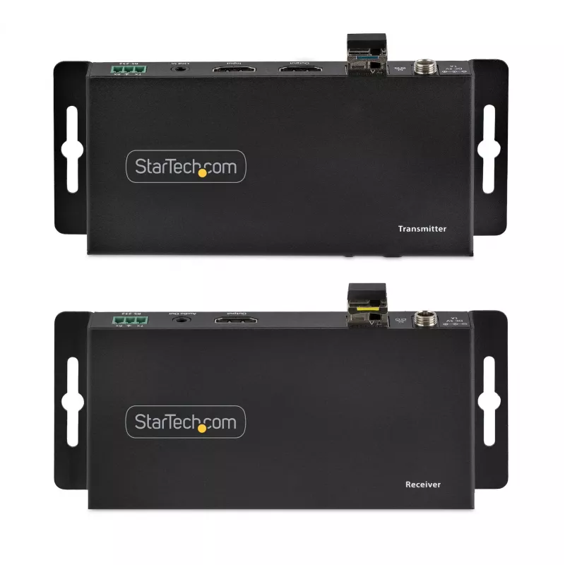 „StarTech.com“ HDMI per šviesolaidį plėtiklio rinkinys, 4K 60Hz iki 3300 pėdų/1 km (vienmodis) arba 1000 pėdų/300 m (daugiamodis) LC šviesolaidis, HDR, HDCP, 3,5 mm garso/RS232/IR plėtiklis, siųstuvas ir imtuvas