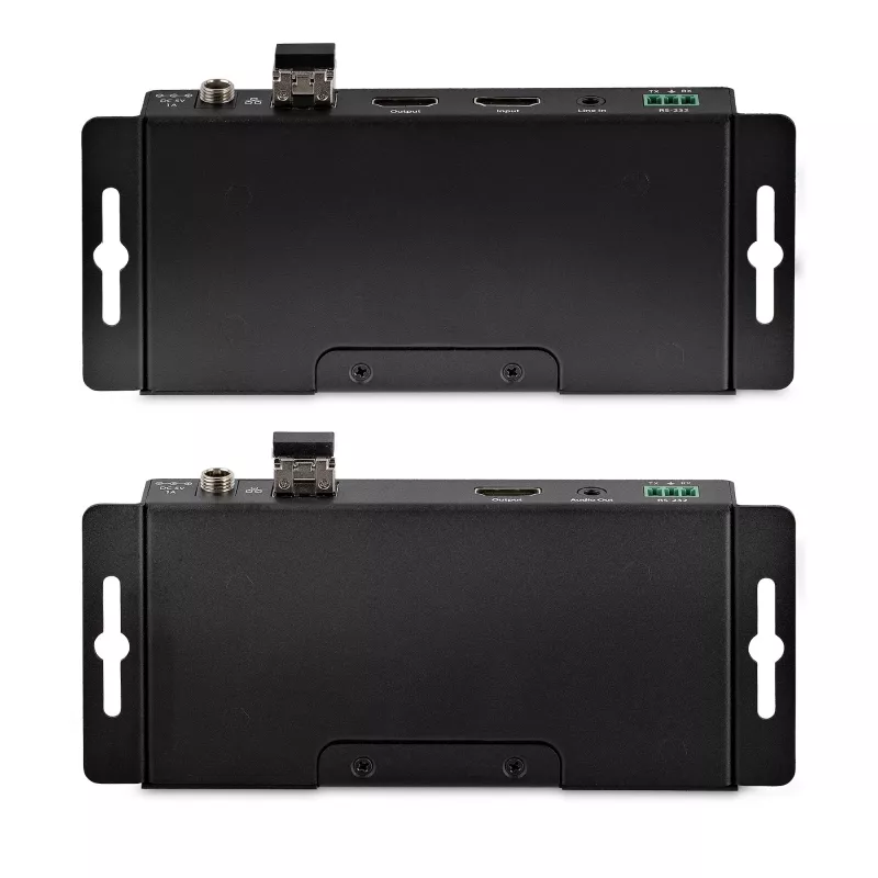 „StarTech.com“ HDMI per šviesolaidį plėtiklio rinkinys, 4K 60Hz iki 3300 pėdų/1 km (vienmodis) arba 1000 pėdų/300 m (daugiamodis) LC šviesolaidis, HDR, HDCP, 3,5 mm garso/RS232/IR plėtiklis, siųstuvas ir imtuvas