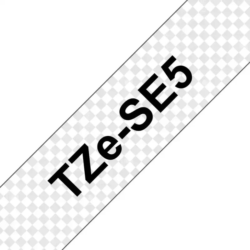Juostelė etiketėms Brother TZE-SE5 – 24 mm x 8 m, juoda ant baltos