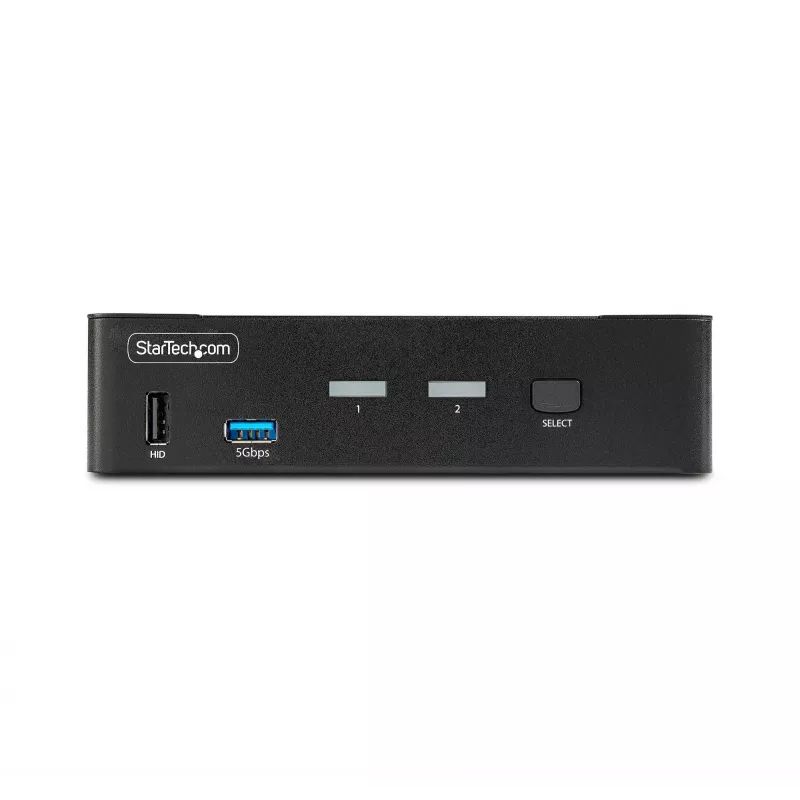 StarTech.com 2 prievadų DisplayPort KVM jungiklis, 8K 60Hz / 4K 144Hz, vienas ekranas, DP 1.4, 2x USB 3.0 prievadai, 4x USB 2.0 HID prievadai, mygtukas ir klavišų kombinacijos, TAA atitiktis, nepriklausomas nuo OS, metalinis korpusas