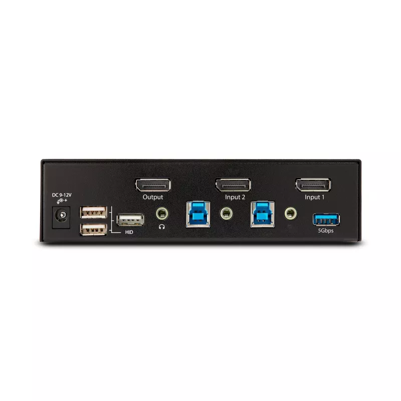 StarTech.com 2 prievadų DisplayPort KVM jungiklis, 8K 60Hz / 4K 144Hz, vienas ekranas, DP 1.4, 2x USB 3.0 prievadai, 4x USB 2.0 HID prievadai, mygtukas ir klavišų kombinacijos, TAA atitiktis, nepriklausomas nuo OS, metalinis korpusas