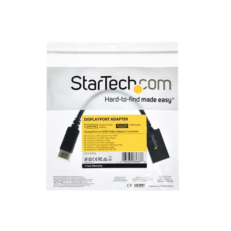 StarTech.com DisplayPort į HDMI adapteris – DP 1.2 į HDMI vaizdo keitiklis 1080p – DP į HDMI monitorių/TV/ekraną laidas adapteris – pasyvus DP į HDMI adapteris – fiksuojanti DP jungtis