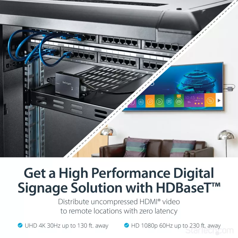 StarTech.com HDMI per CAT5e HDBaseT prailgintuvas – maitinimas per kabelį – Ultra HD 4K – TAA