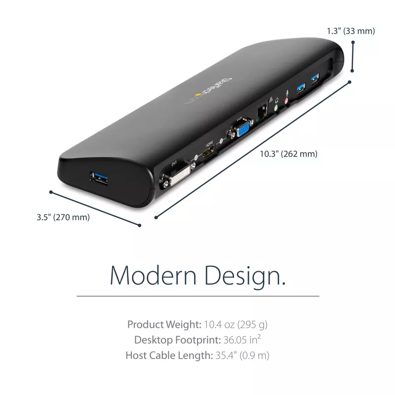 StarTech.com USB 3.0 dokavimo stotelė dviem monitoriams su HDMI ir DVI/VGA