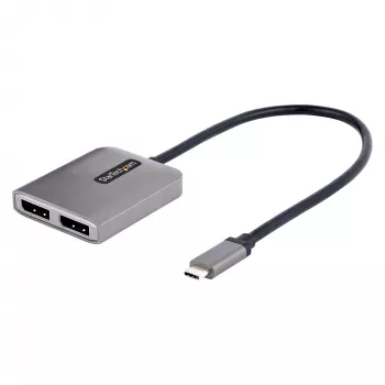 StarTech.com USB-C į dvigubą DisplayPort 1.4 adapteris, USB Type-C kelių monitorių MST centras, dvigubas 5K 60Hz DP nešiojamojo kompiuterio ekrano plėtiklis / skirstytuvas, HDR, ilgas įmontuotas kabelis – tik Windows