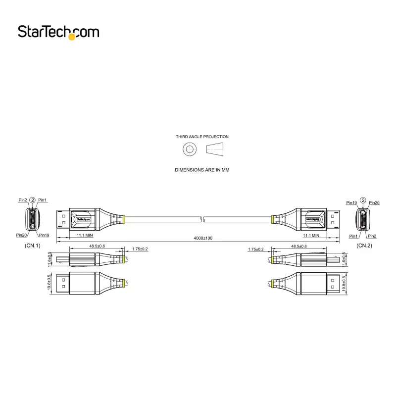 StarTech.com 4 m VESA sertifikuotas DisplayPort 1.4 laidas - 8K 60Hz HDR10 - Ultra HD 4K 120Hz - DP 1.4 laidas monitoriams - DisplayPort į DisplayPort
