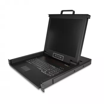 „StarTech.com“ stovo KVM konsolė – vieno prievado VGA KVM su 17 colių LCD monitoriumi serverio stovui – pilnai įrengtas universalus 1U LCD KVM stalčius su kabeliais ir įranga – USB palaikymas – 50 000 MTBF