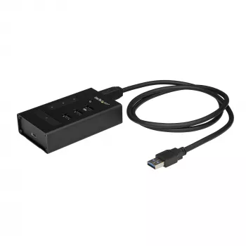 StarTech.com 4 prievadų USB 3.0 centras - USB Type-A į 1x USB-C ir 3x USB-A - komercinis metalinis USB centras - SuperSpeed 5Gbps USB 3.1/3.2 Gen 1 - su maitinimu - BC 1.2 greitas įkrovimas - montuojamas/tvirtas