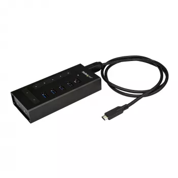 StarTech.com 7 prievadų USB C šakotuvas - USB Type-C į 2x USB-C/5x USB-A - komercinis metalinis USB 3.0 šakotuvas - SuperSpeed USB 3.2 Gen 1 (5 Gbps) - su maitinimu - BC 1.2 greitasis įkrovimas - tvirtinamas/tvirtas