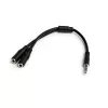 StarTech.com adapteris ausinėms su atskirais ausinių ir mikrofono kištukais – 3,5 mm 4 kontaktų į 2x 3 kontaktų 3,5 mm M/M