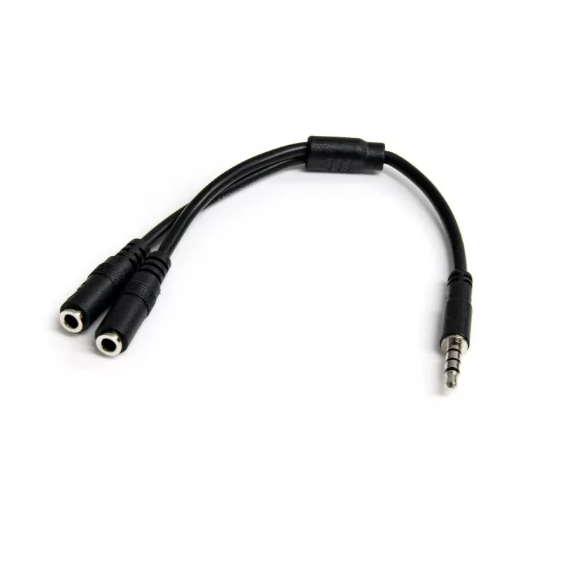 StarTech.com adapteris ausinėms su atskirais ausinių ir mikrofono kištukais – 3,5 mm 4 kontaktų į 2x 3 kontaktų 3,5 mm M/M