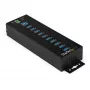 StarTech.com 10 prievadų USB 3.0 šakotuvas su maitinimo adapteriu – metalinis pramoninis USB-A šakotuvas su ESD ir 350W viršįtampio apsauga – tvirtinamas ant DIN bėgio, sienos ar stalo – didelės spartos USB 3.2 Gen 1 (5Gbps) šakotuvas