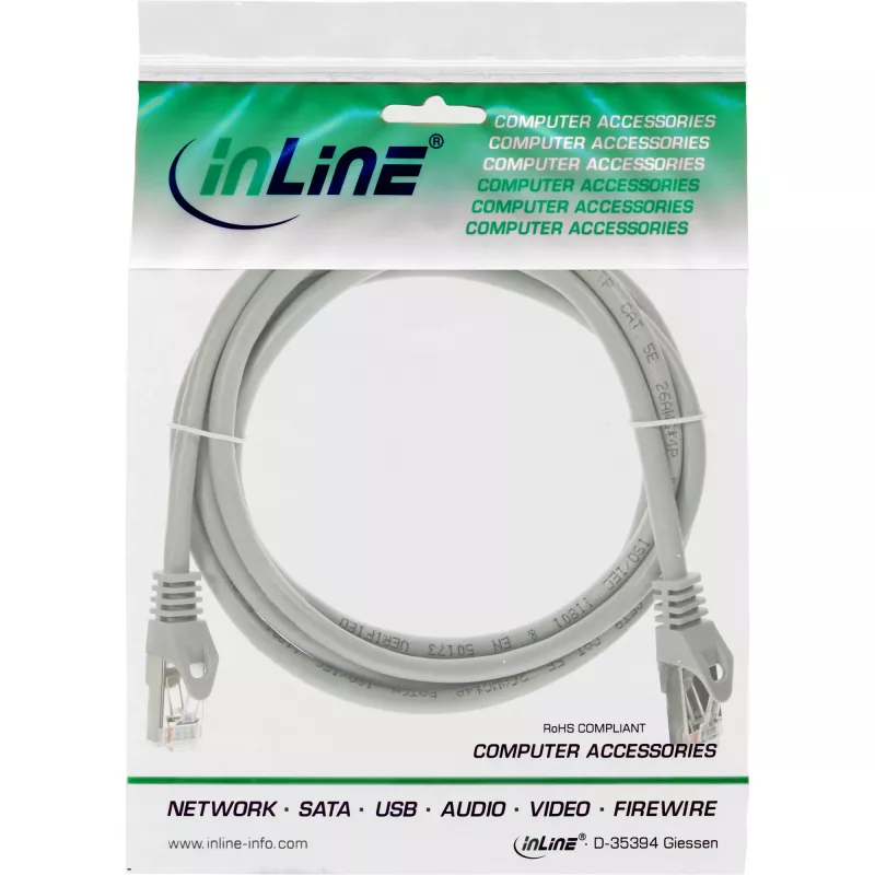 InLine Patch laidas F/UTP Cat.5e pilkas 1m