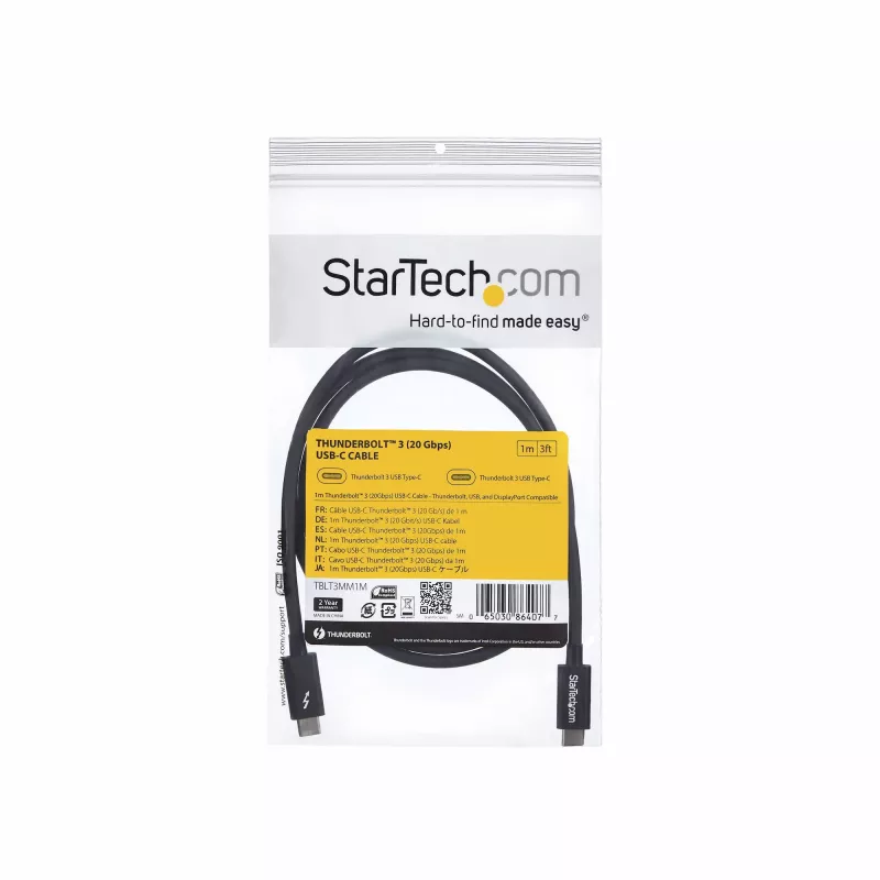 StarTech.com 1m Thunderbolt 3 (20Gbps) USB-C laidas - suderinamas su Thunderbolt, USB ir DisplayPort