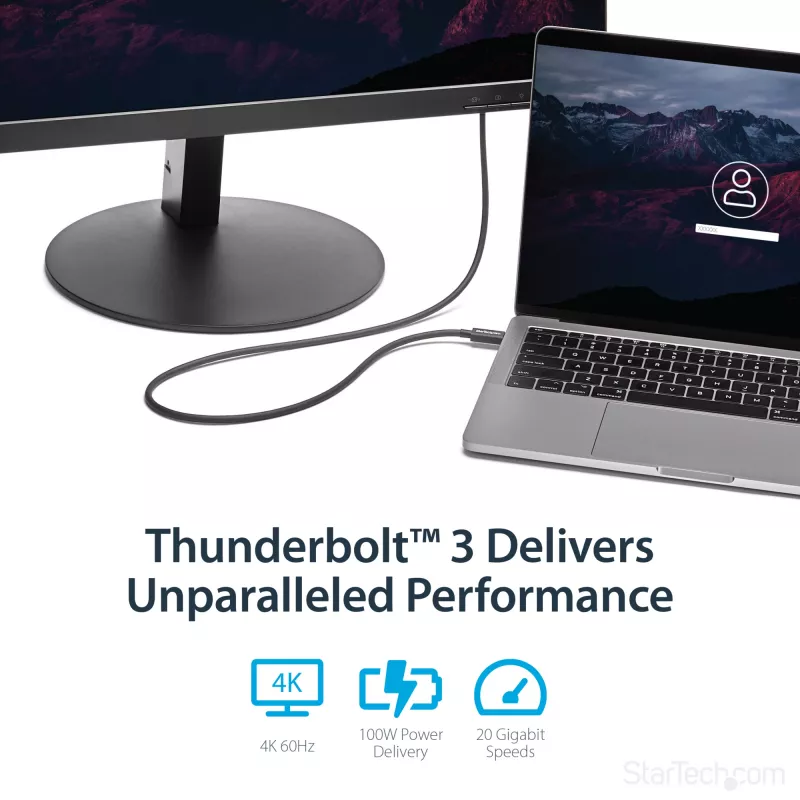 StarTech.com 1m Thunderbolt 3 (20Gbps) USB-C laidas - suderinamas su Thunderbolt, USB ir DisplayPort