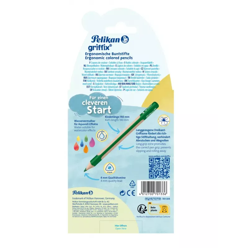 Akvareliniai pieštukai Pelikan griffix Multicolour 10 vnt.