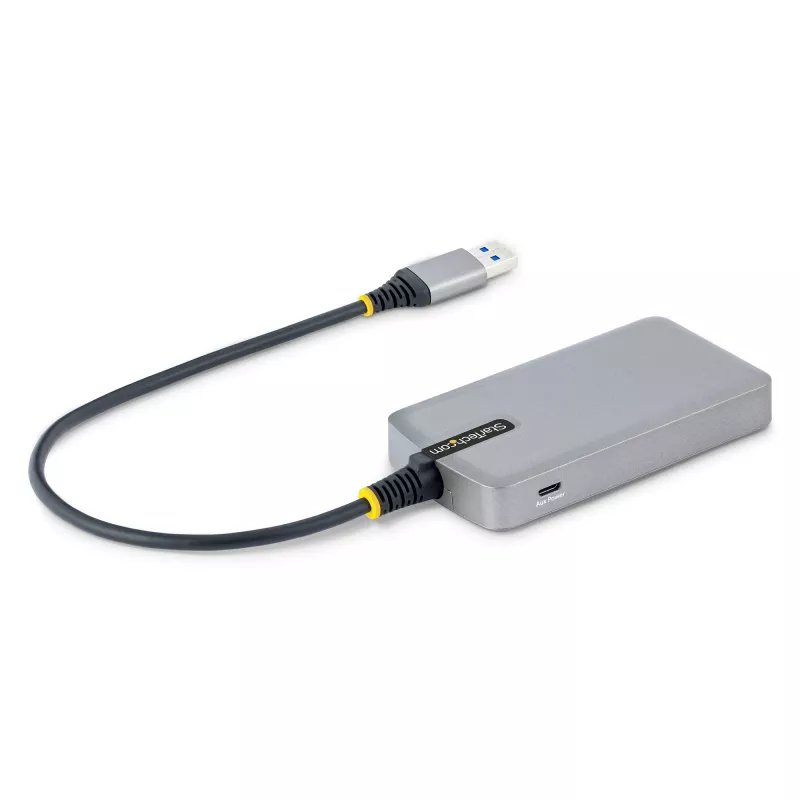 StarTech.com 4 prievadų USB šakotuvas – USB 3.0 5Gbps, maitinamas iš magistralės, USB-A į 4x USB-A su papildomu maitinimo įėjimu – nešiojamas šakotuvas nešiojamam ir staliniam kompiuteriui, 30 cm laidas