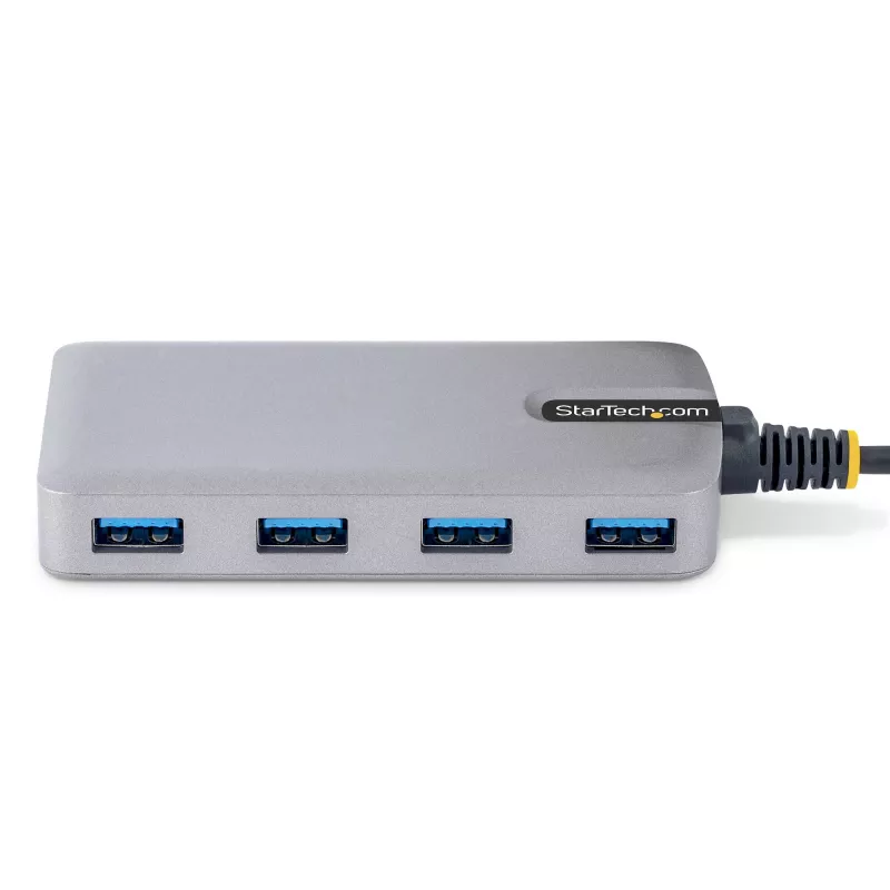 StarTech.com 4 prievadų USB šakotuvas – USB 3.0 5Gbps, maitinamas iš magistralės, USB-A į 4x USB-A su papildomu maitinimo įėjimu – nešiojamas šakotuvas nešiojamam ir staliniam kompiuteriui, 30 cm laidas