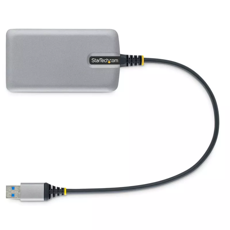 StarTech.com 4 prievadų USB šakotuvas – USB 3.0 5Gbps, maitinamas iš magistralės, USB-A į 4x USB-A su papildomu maitinimo įėjimu – nešiojamas šakotuvas nešiojamam ir staliniam kompiuteriui, 30 cm laidas