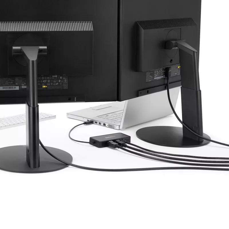 StarTech.com USB 3.0 Mini Dock – nešiojama USB-A stotelė su dviem DisplayPort 4K 60Hz ir Gigabit Ethernet – 30 cm kabelis