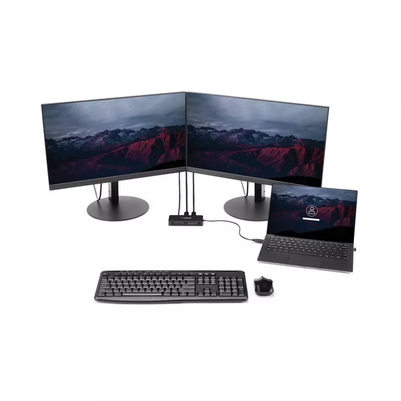 StarTech.com USB 3.0 Mini Dock – nešiojama USB-A stotelė su dviem DisplayPort 4K 60Hz ir Gigabit Ethernet – 30 cm kabelis