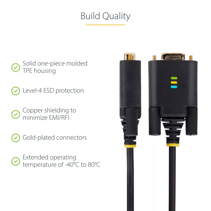 StarTech.com USB į RS232 adapterio laidas, 3 m, USB-A į DB9, FTDI, COM išlaikymas, ESD apsauga
