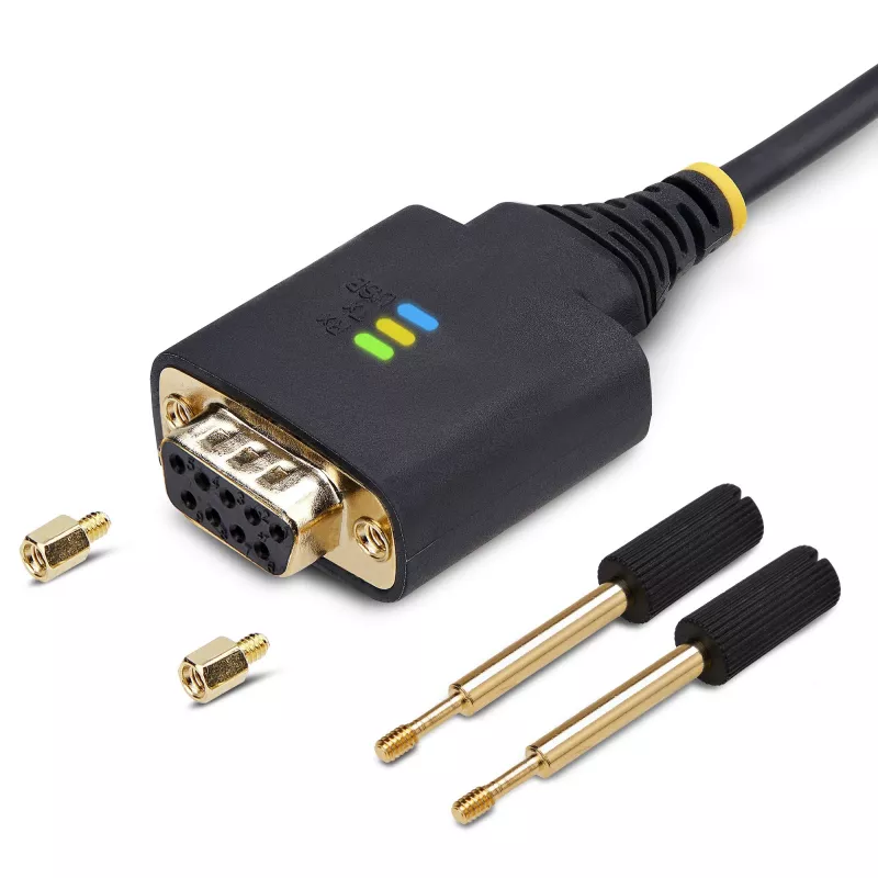 StarTech.com 1 m USB į Null Modem RS232 adapterio laidas, keičiami DB9 varžtai/veržlės, COM išlaikymas, USB-A į RS232, FTDI, 4 lygio ESD apsauga, Windows/macOS/ChromeOS/Linux - tvirta TPE konstrukcija