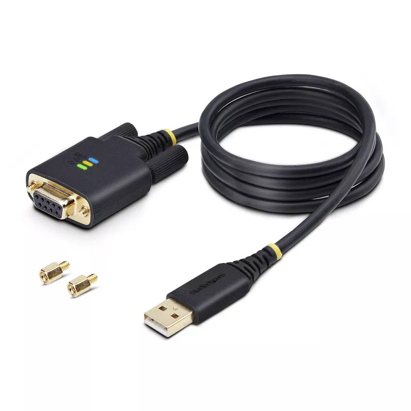 StarTech.com 1 m USB į Null Modem RS232 adapterio laidas, keičiami DB9 varžtai/veržlės, COM išlaikymas, USB-A į RS232, FTDI, 4 lygio ESD apsauga, Windows/macOS/ChromeOS/Linux - tvirta TPE konstrukcija