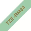 Brother TZE-RM34 juostelė etiketėms – auksinis tekstas ant mėtų žalio fono